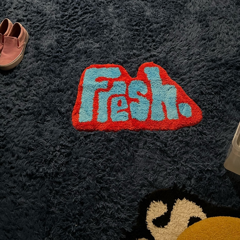 Vibrant Red and Blue Door Mat Accent